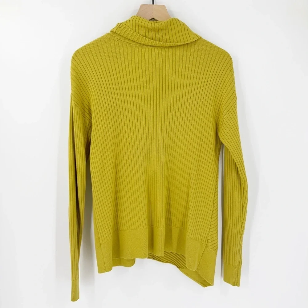 Cabi Happy Pullover Sweater Cowl Neck #4637 Green Asymmetric S Artsy Layer
